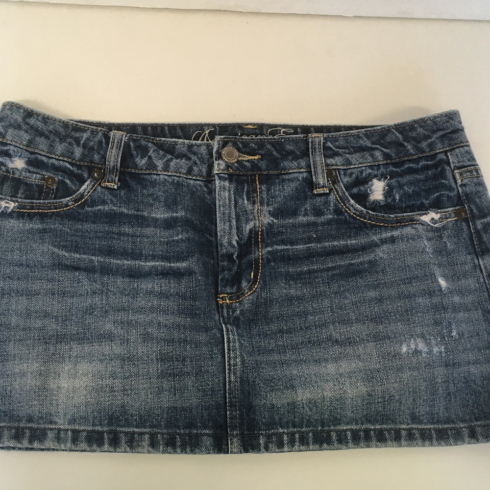denim  blue jean distressed look  mini skirt